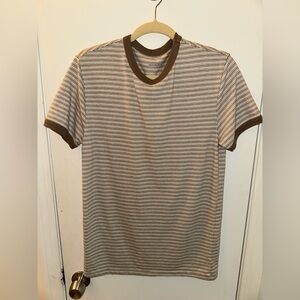GOODFELLOW & CO. Men’s Striped Brown and Cream Tee Shirt